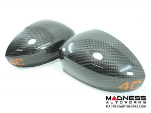 Alfa Romeo 4C Mirror Covers - Carbon Fiber - Full Replacements - Orange 4C 